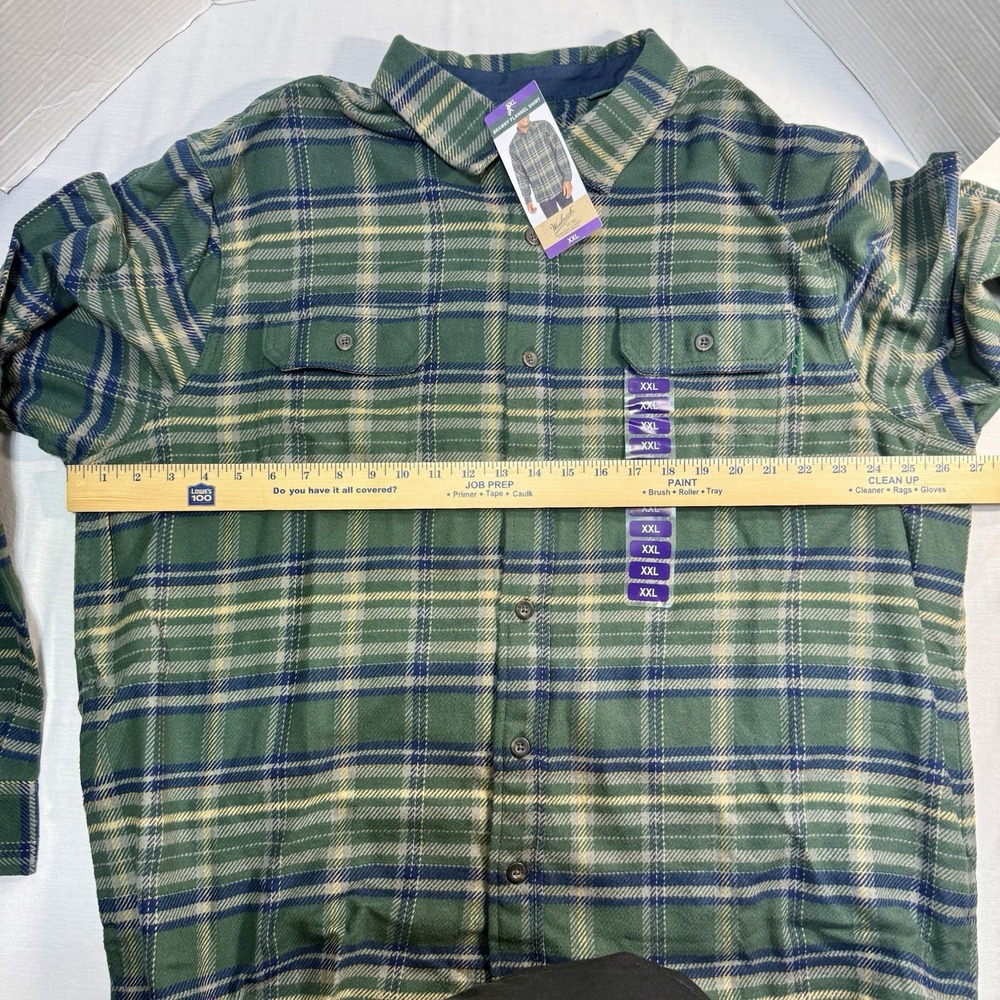Woolrich Shirt Men XXL Green Plaid Brawny Flannel Long Sleeves Thick Shacket NWT - Picture 3 of 9